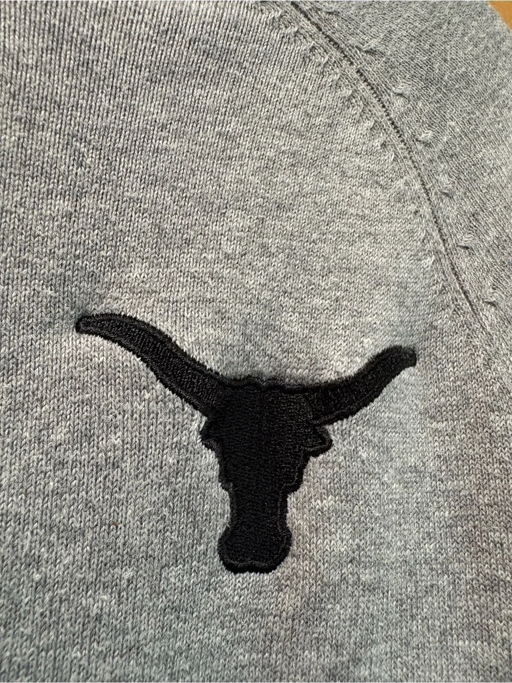 Brooks Brothers Gray Half-Zip Sweater with Black Longhorn Motif size L